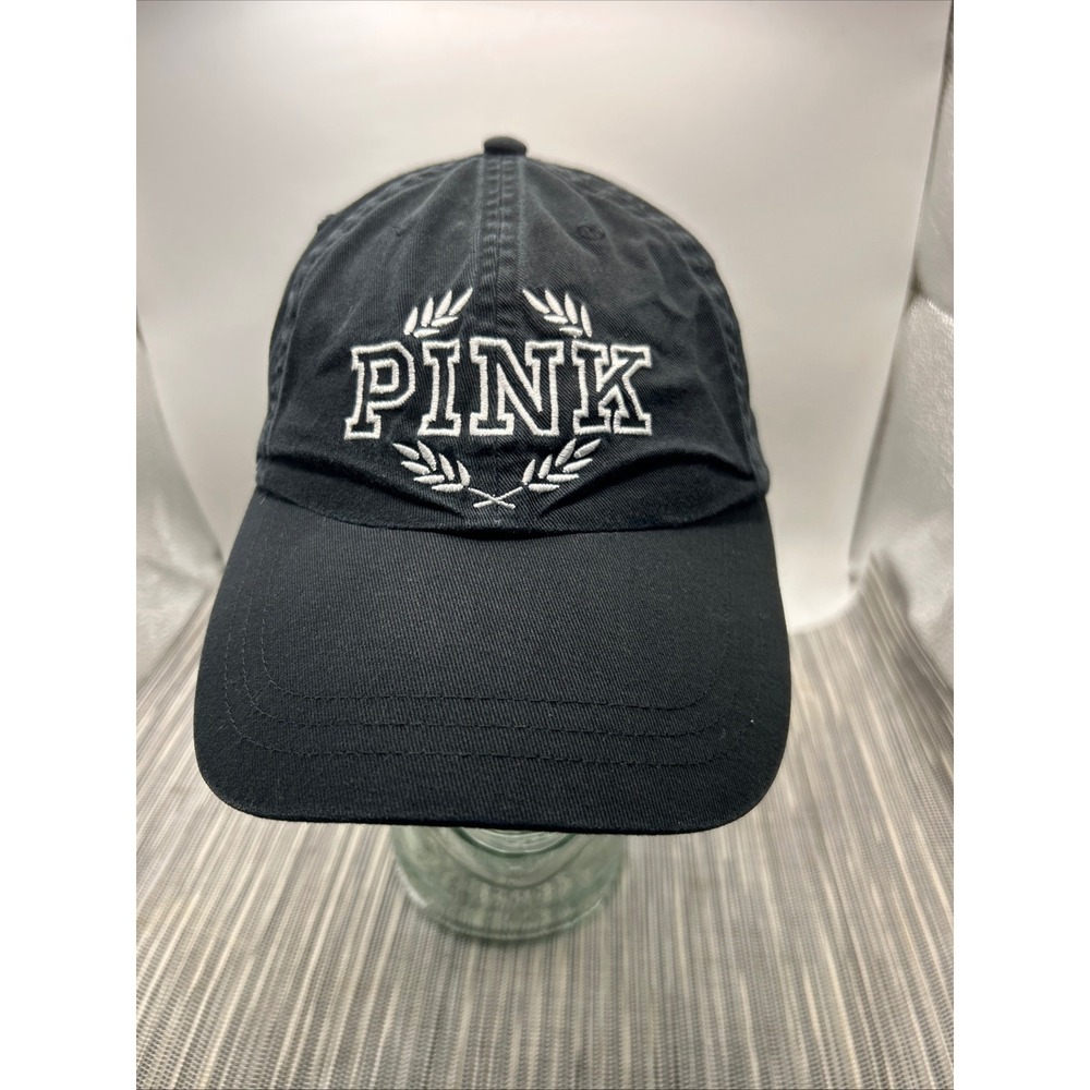 Victorias Secret PINK Baseball Cap Black Embroidered Logo Adjustable Hat OS